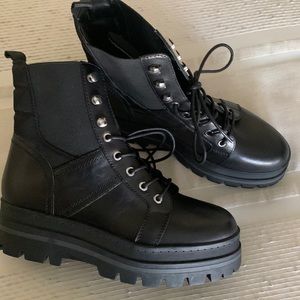 Marc Fisher Sashia Black Combat Boots